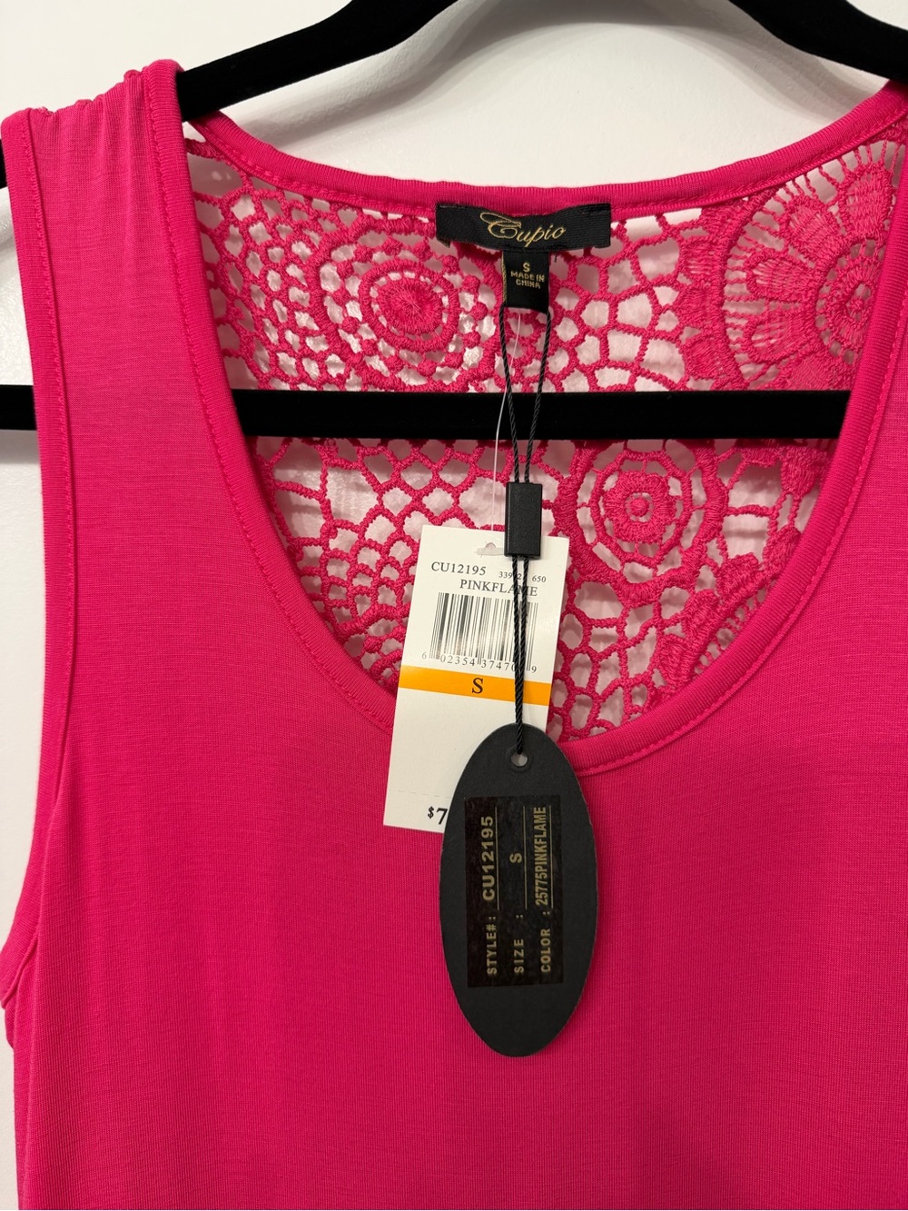 NWT Cupio Fuchsia Maxi Dress with Lace Back and Trim